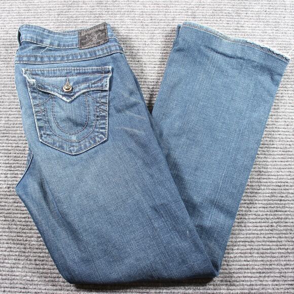 True Religion Jeans Womens 32 Blue Disco Becky Bootcut Made in USA VTG - Picture 1 of 13